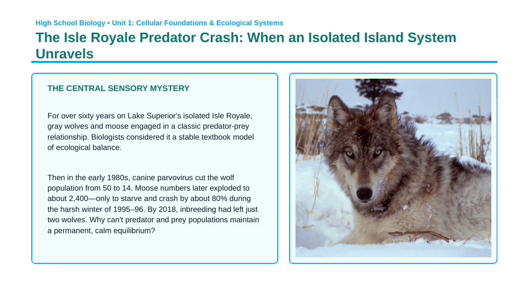 Population Ecology Phenomena-Based Lesson: Isle Royale Wolf Moose Crash Presentation sample page