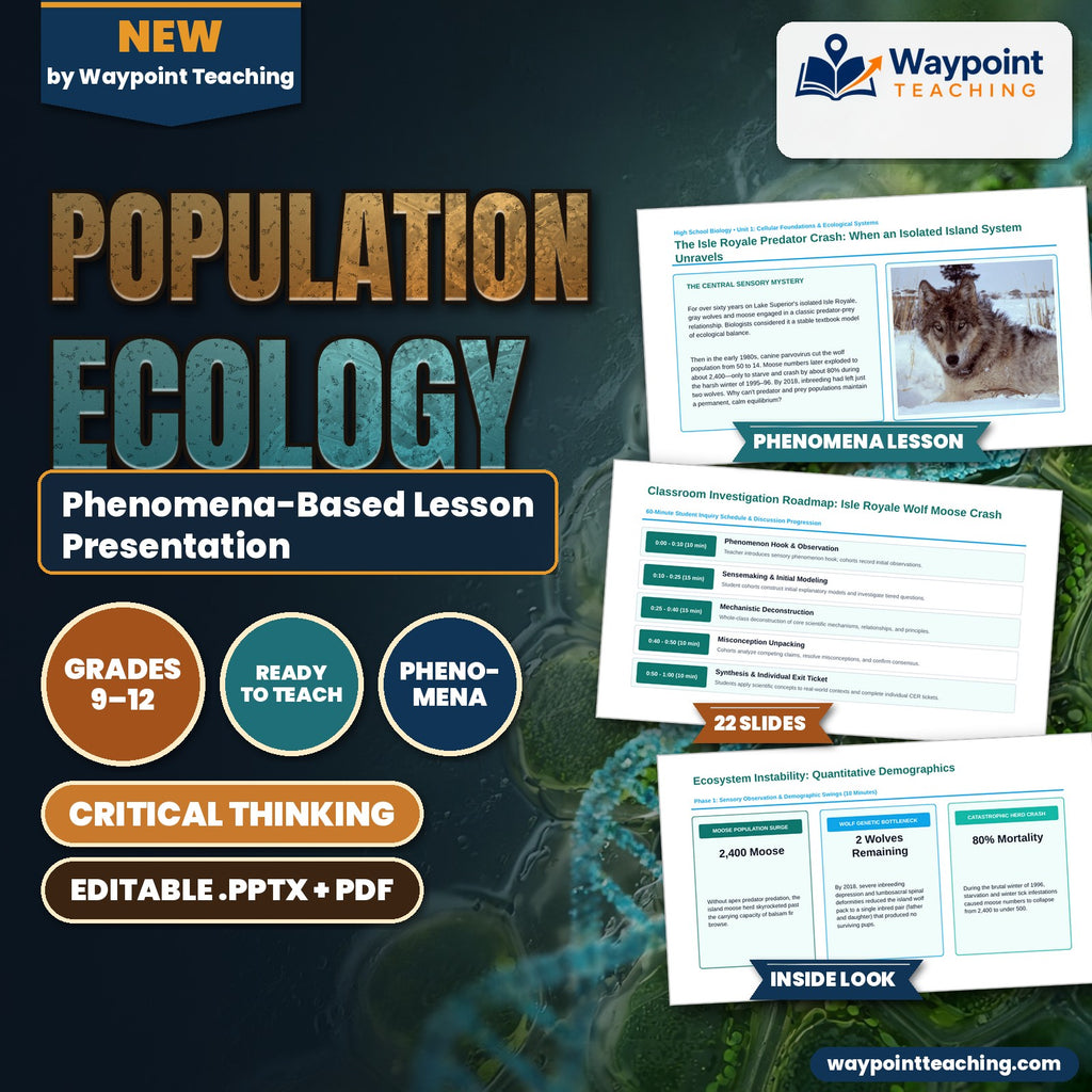 Population Ecology Phenomena-Based Lesson: Isle Royale Wolf Moose Crash Presentation cover