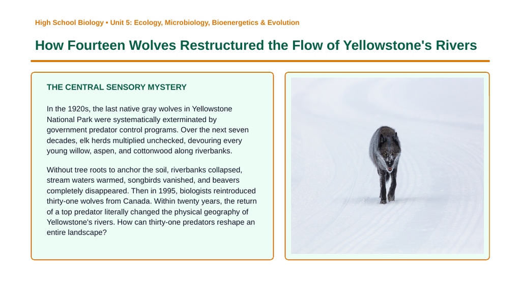 Principles of Ecology Phenomena-Based Lesson: Yellowstone Wolf Trophic Cascade Presentation sample page