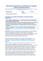 RNA World Hypothesis and Ribozyme Catalytic Activity CER Phenomena Worksheet sample page