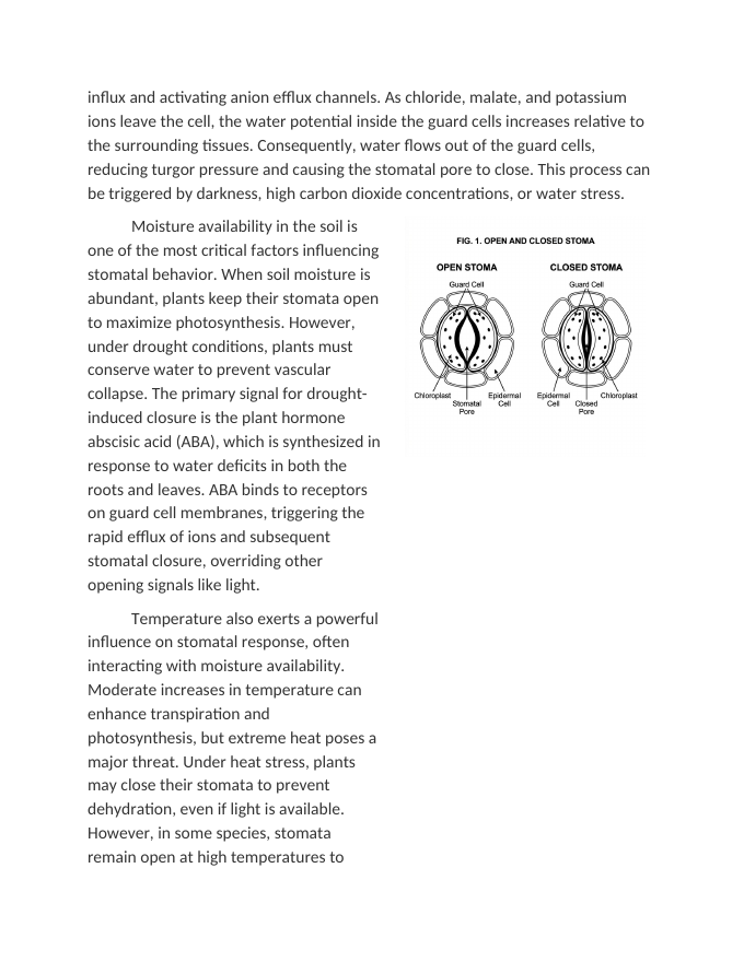 Stomatal Response to Moisture and Temperature Reading Worksheet sample page