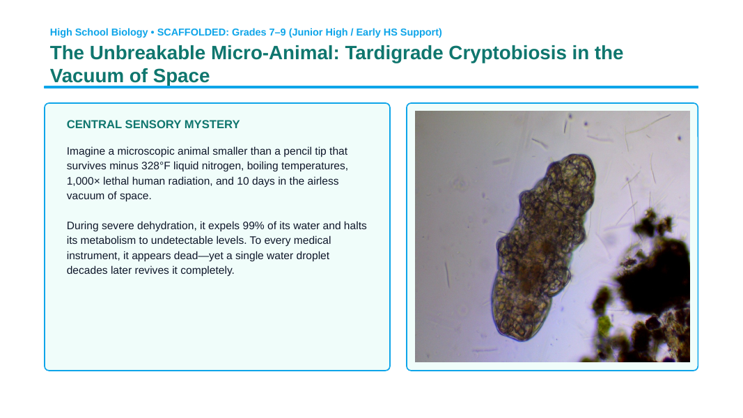 The Study of Life Scaffolded Phenomena-Based Lesson: Tardigrade Cryptobiosis Presentation sample page