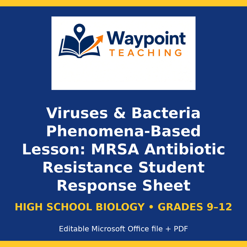 Viruses & Bacteria Phenomena-Based Lesson: MRSA Antibiotic Resistance Student Response Sheet cover