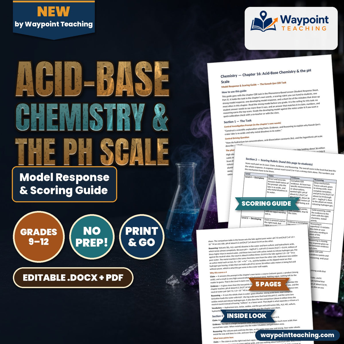 Acid-Base Chemistry & the pH Scale Model Response & Scoring Guide cover