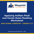 Applying Aufbau Pauli and Hunds Rules Reading Worksheet cover