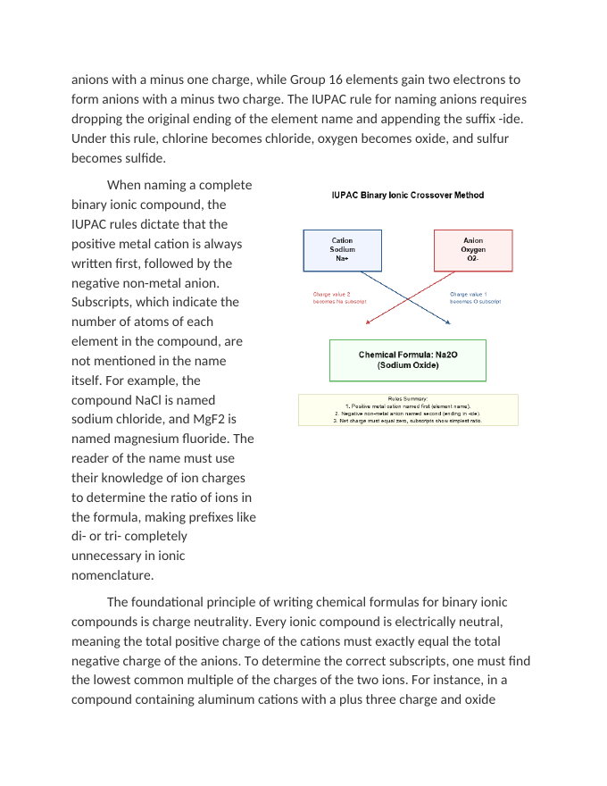Applying IUPAC Rules for Binary Ionic Compounds Reading Worksheet sample page