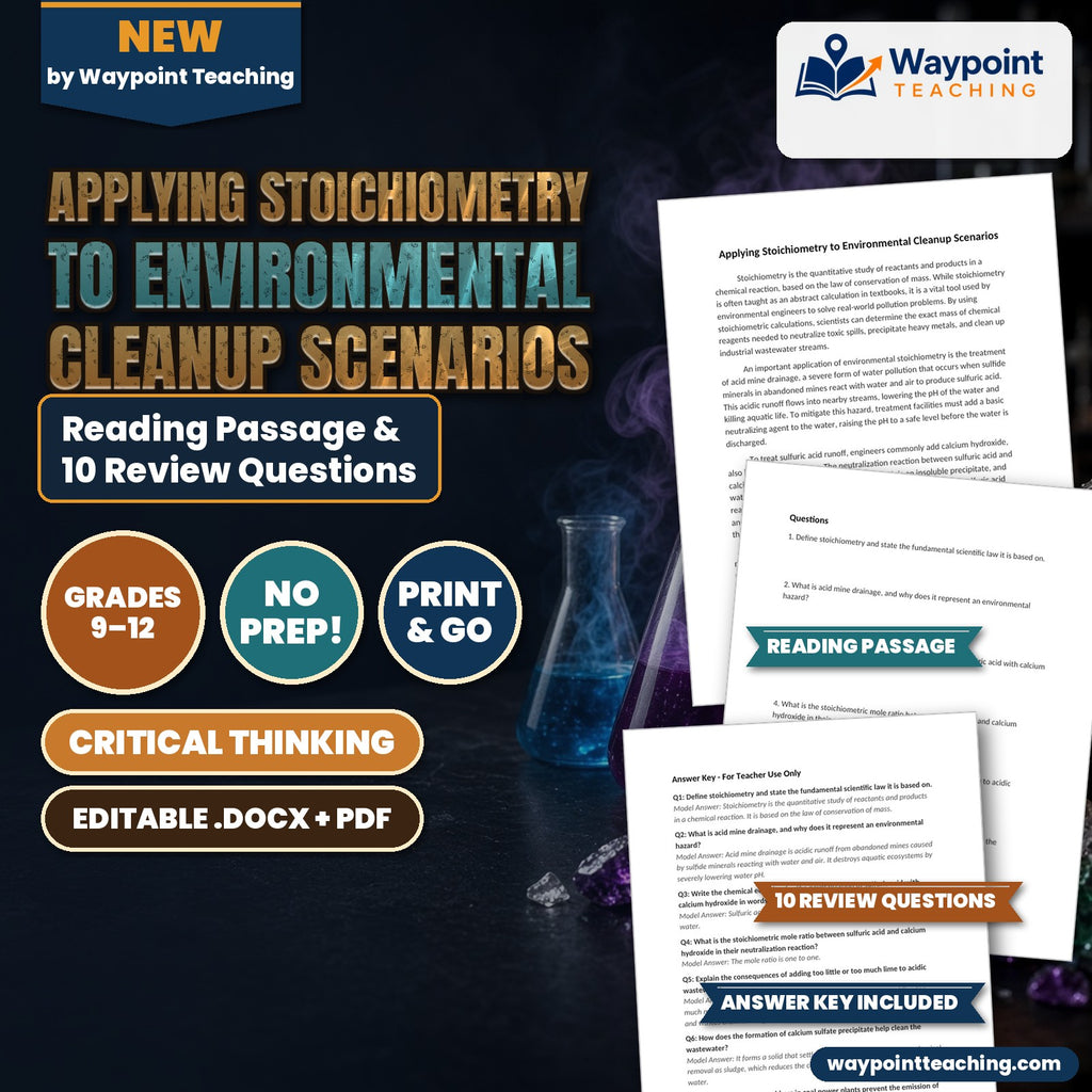 Applying Stoichiometry to Environmental Cleanup Scenarios Reading Worksheet cover