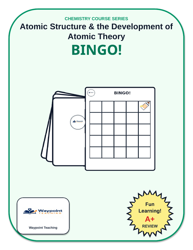 Atomic Structure & the Development of Atomic Theory BINGO Review Game sample page