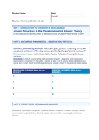 Atomic Structure & the Development of Atomic Theory Phenomena-Based Lesson: Rutherford's Alpha Particle Deflection Proving the Dense Nucleus Student Response Sheet sample page