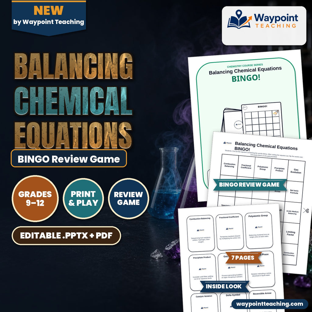 Balancing Chemical Equations BINGO Review Game cover