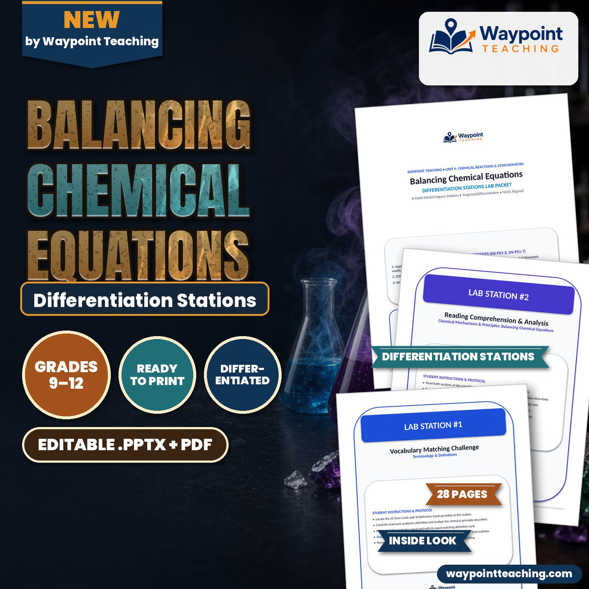 Balancing Chemical Equations Differentiation Stations cover