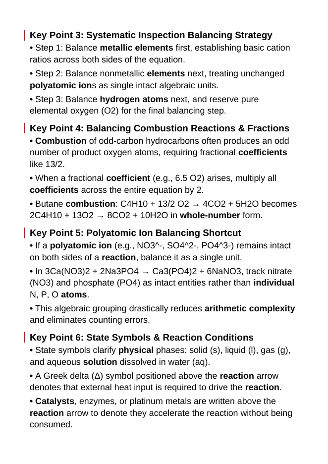 Balancing Chemical Equations Guided Notes sample page