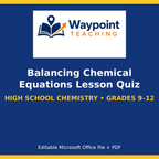 Balancing Chemical Equations Lesson Quiz cover