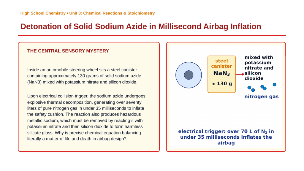 Balancing Chemical Equations Phenomena-Based Lesson: Detonation of Solid Sodium Azide in Millisecond Airbag Inflation Presentation sample page