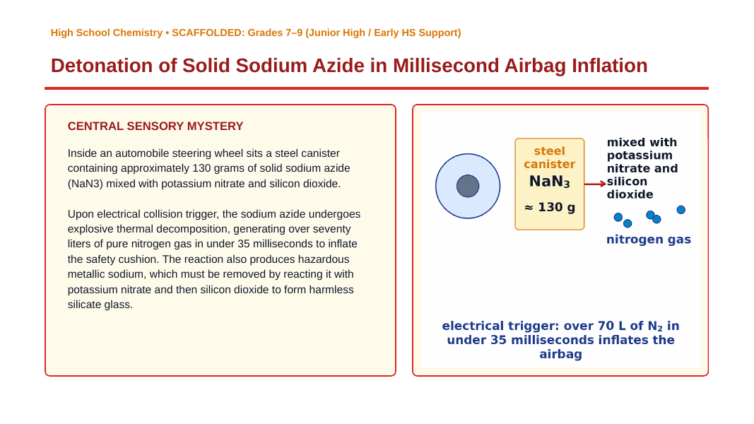 Balancing Chemical Equations Scaffolded Phenomena-Based Lesson: Detonation of Solid Sodium Azide in Millisecond Airbag Inflation Presentation sample page