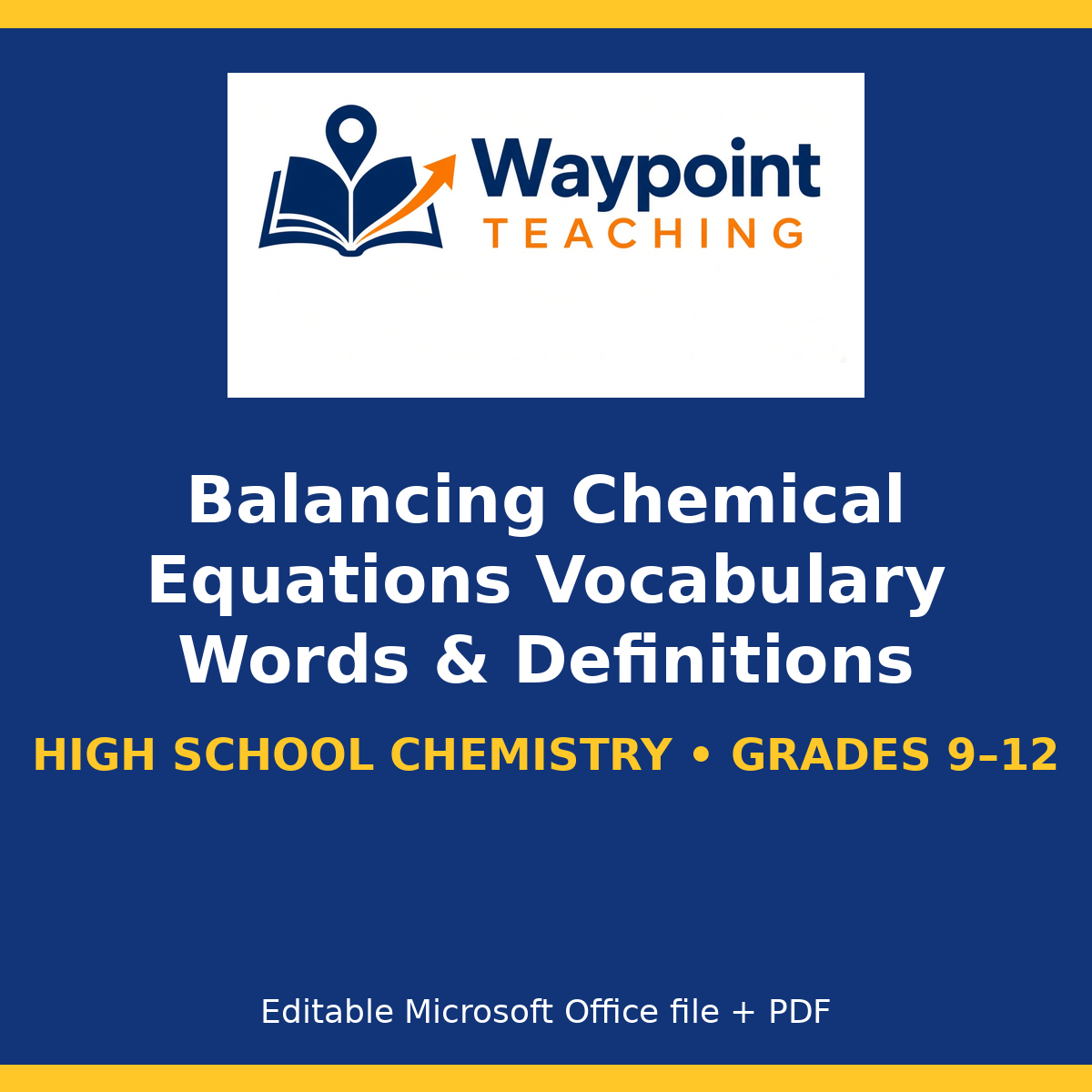 Balancing Chemical Equations Vocabulary Words & Definitions cover