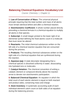 Balancing Chemical Equations Vocabulary Words & Definitions sample page
