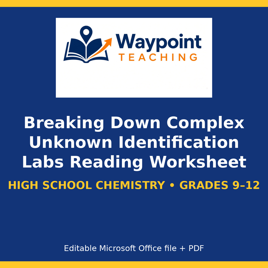 Breaking Down Complex Unknown Identification Labs Reading Worksheet cover