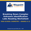 Breaking Down Complex Unknown Identification Labs Reading Worksheet cover