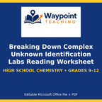 Breaking Down Complex Unknown Identification Labs Reading Worksheet cover