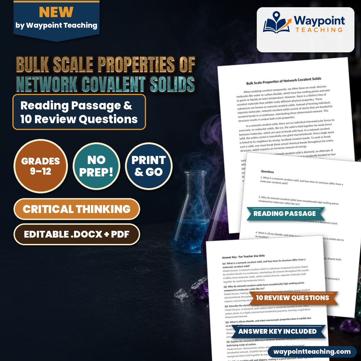 Bulk Scale Properties of Network Covalent Solids Reading Worksheet cover