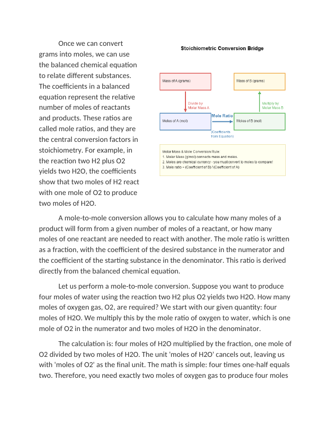 Calculating Molar Mass and Mole-to-Mole Conversions Reading Worksheet sample page