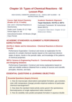 Classifying Chemical Reactions 5E Lesson Plan sample page