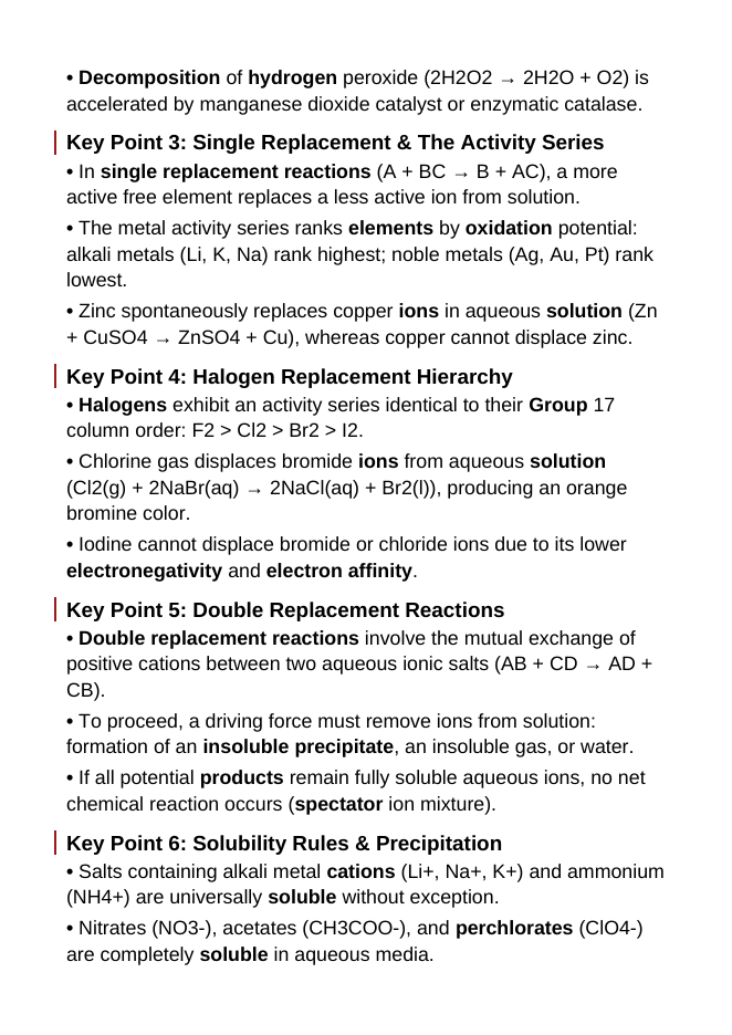 Classifying Chemical Reactions Guided Notes sample page