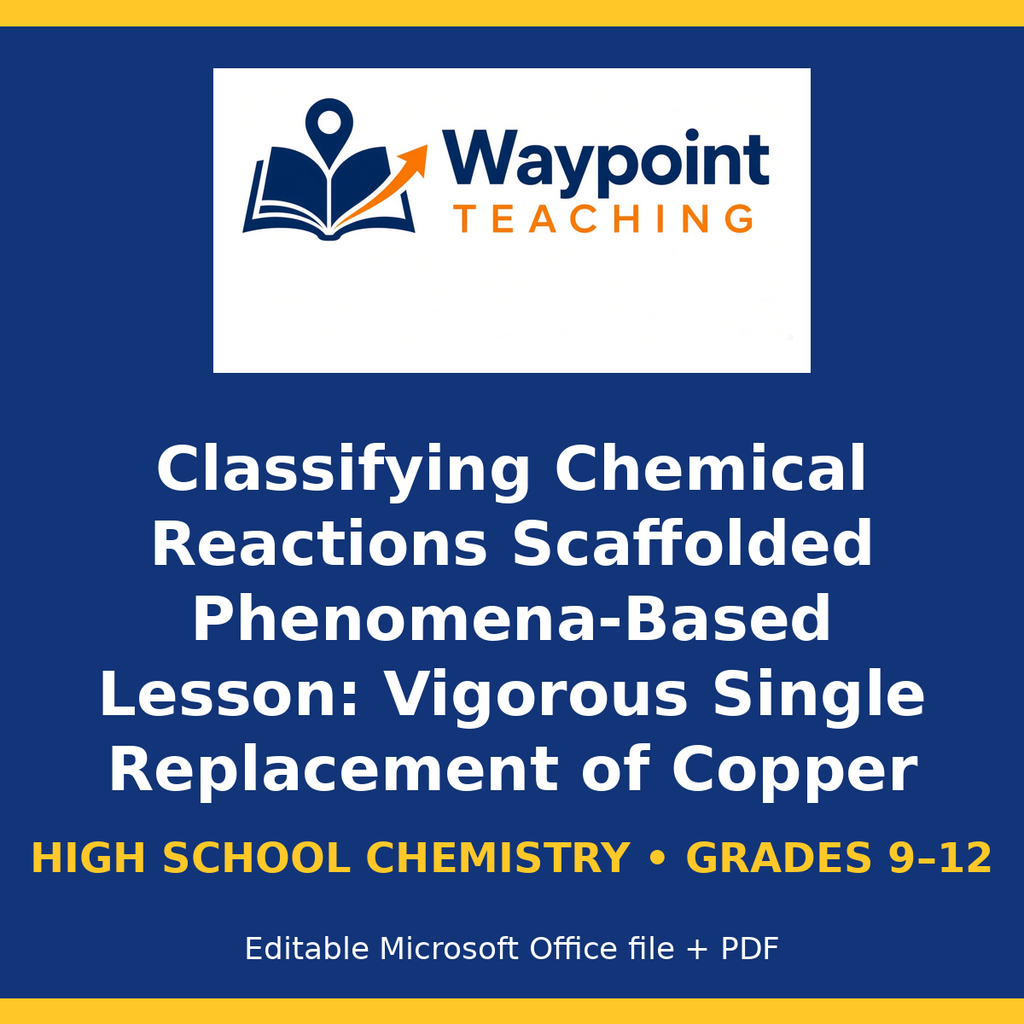 Classifying Chemical Reactions Scaffolded Phenomena-Based Lesson: Vigorous Single Replacement of Copper from Blue Sulfate by Zinc Presentation cover