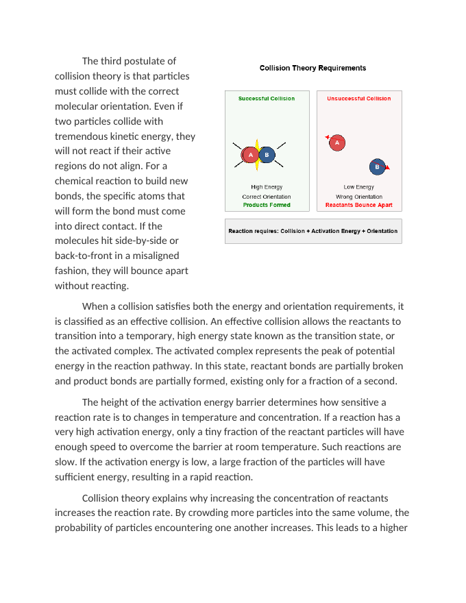 Collision Theory and Minimum Activation Energy Reading Worksheet sample page