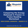 Comparing the Energy Released in Fission vs Fusion Reading Worksheet cover