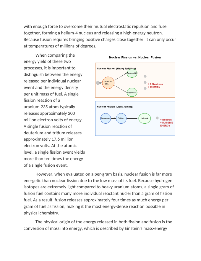 Comparing the Energy Released in Fission vs Fusion Reading Worksheet sample page