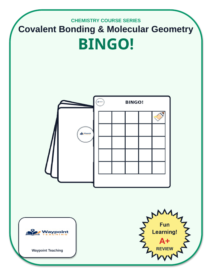Covalent Bonding & Molecular Geometry BINGO Review Game sample page