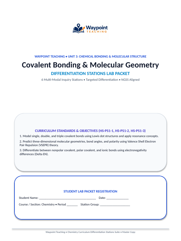 Covalent Bonding & Molecular Geometry Differentiation Stations sample page