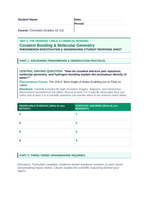 Covalent Bonding & Molecular Geometry Phenomena-Based Lesson: The 104.5° Bent Angle of Water Enabling Ice to Float on Lakes Student Response Sheet sample page