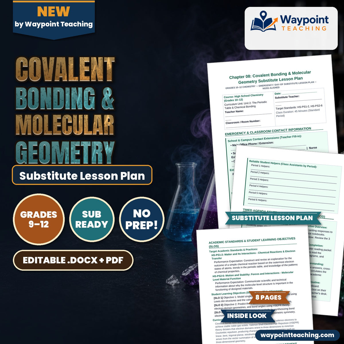 Covalent Bonding & Molecular Geometry Substitute Lesson Plan cover