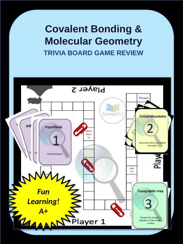 Covalent Bonding & Molecular Geometry Trivia Board Game sample page