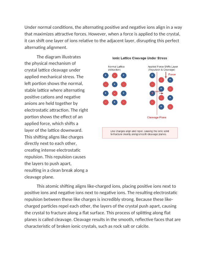 Crystal Lattice Structures and Cleavage in Ionic Solids Reading Worksheet sample page