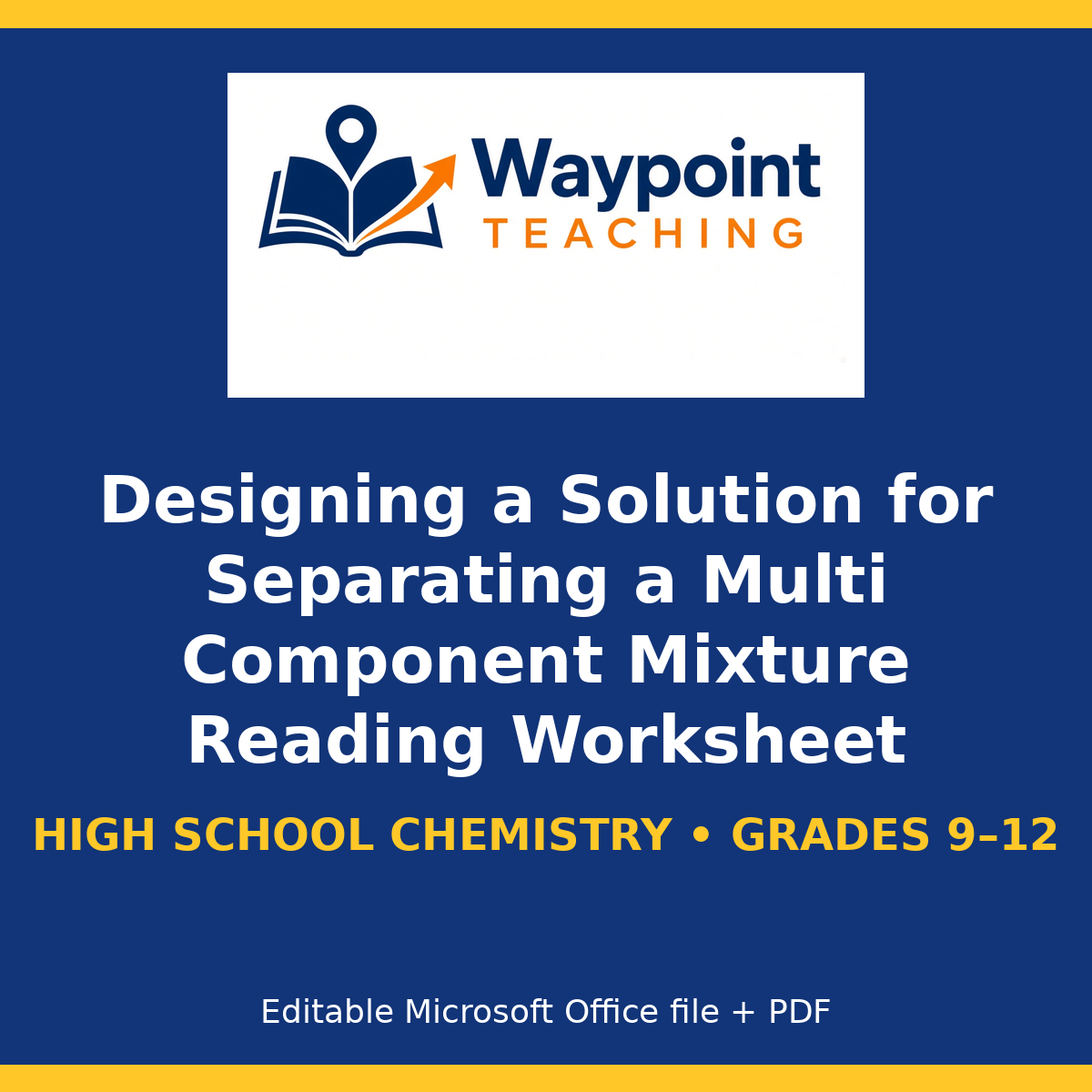 Designing a Solution for Separating a Multi Component Mixture Reading Worksheet cover