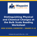 Distinguishing Physical and Chemical Changes at the Bulk Scale Reading Worksheet cover