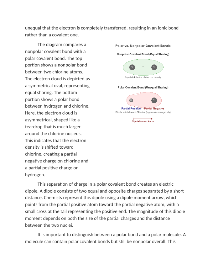 Distinguishing Polar and Nonpolar Covalent Bonds Reading Worksheet sample page