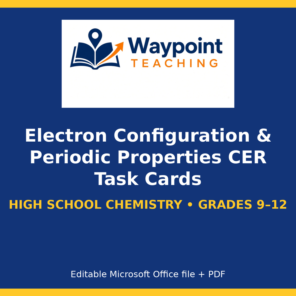 Electron Configuration & Periodic Properties CER Task Cards cover