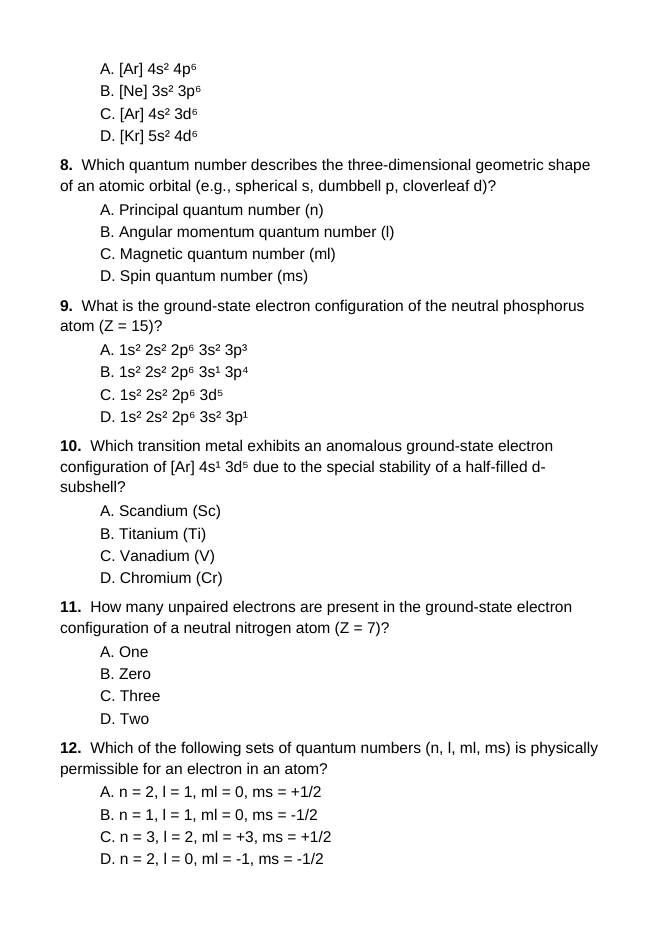 Electron Configuration & Periodic Properties Lesson Quiz sample page