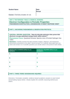 Electron Configuration & Periodic Properties Phenomena-Based Lesson: Quantized Emission Spectra Lines of Excited Hydrogen Gas Tubes Student Response Sheet sample page