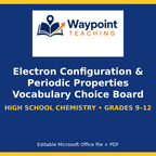Electron Configuration & Periodic Properties Vocabulary Choice Board cover