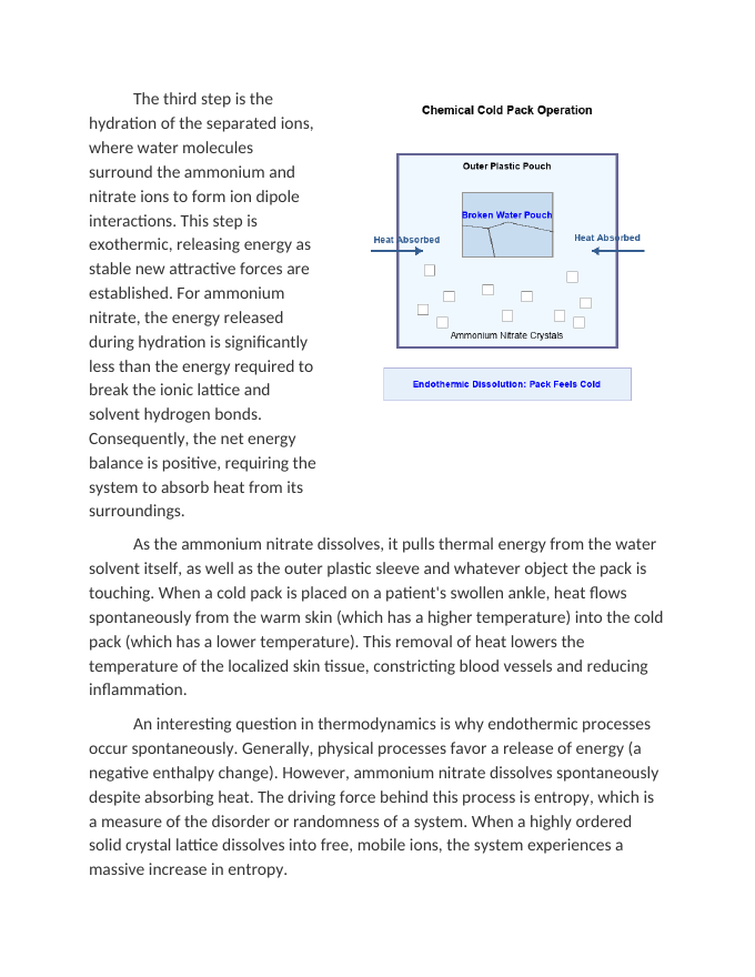 Evaluating Enthalpy Changes in Chemical Cold Packs Reading Worksheet sample page