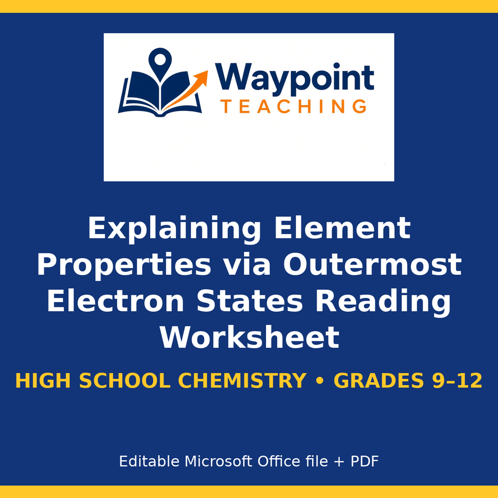Explaining Element Properties via Outermost Electron States Reading Worksheet cover