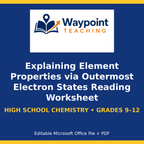 Explaining Element Properties via Outermost Electron States Reading Worksheet cover