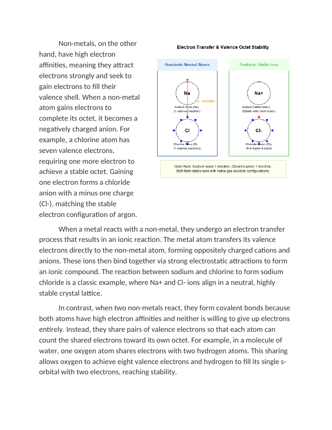 Explaining Reaction Outcomes Based on Electron States Reading Worksheet sample page