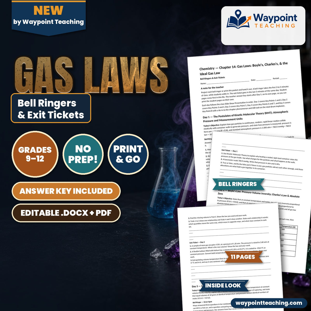 Gas Laws: Boyle's, Charles's, & the Ideal Gas Law Bell Ringers & Exit Tickets cover